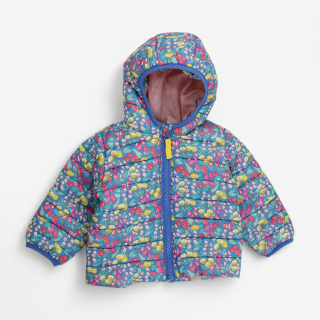 Padded Coat Blue Floral Print