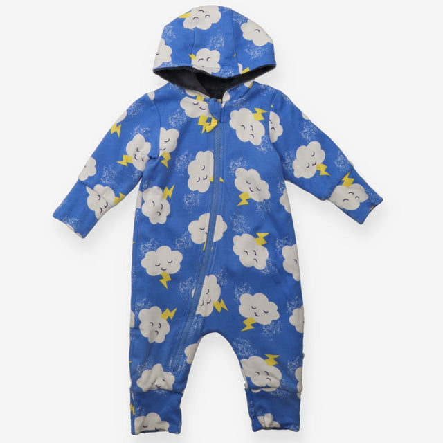 Onesie blue clouds grey fur lining