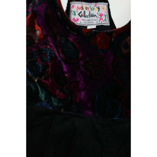 Black velour ribbed with pattern dungarees