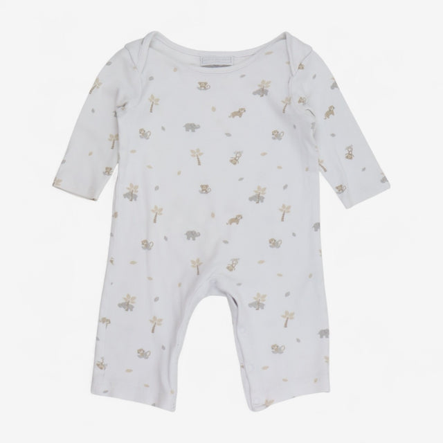 Sleepsuit White with Cream Jungle Animals