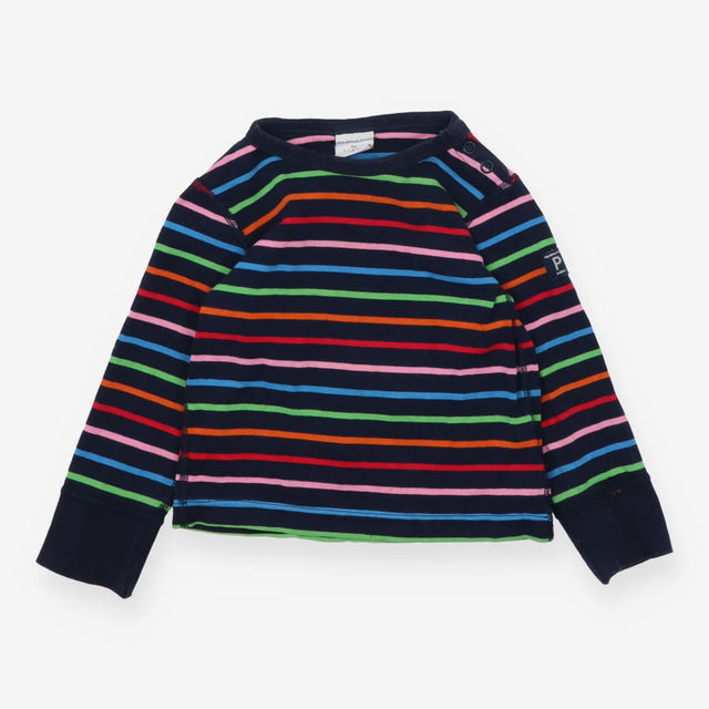 T-shirt long sleeve navy rainbow striped