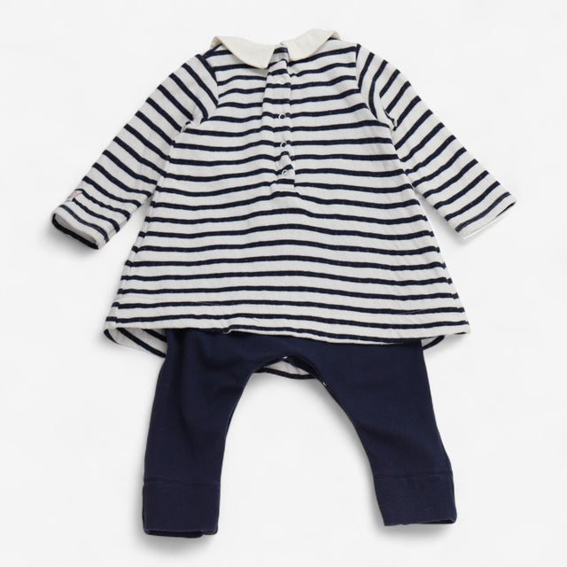 Navy Striped Romper Dress