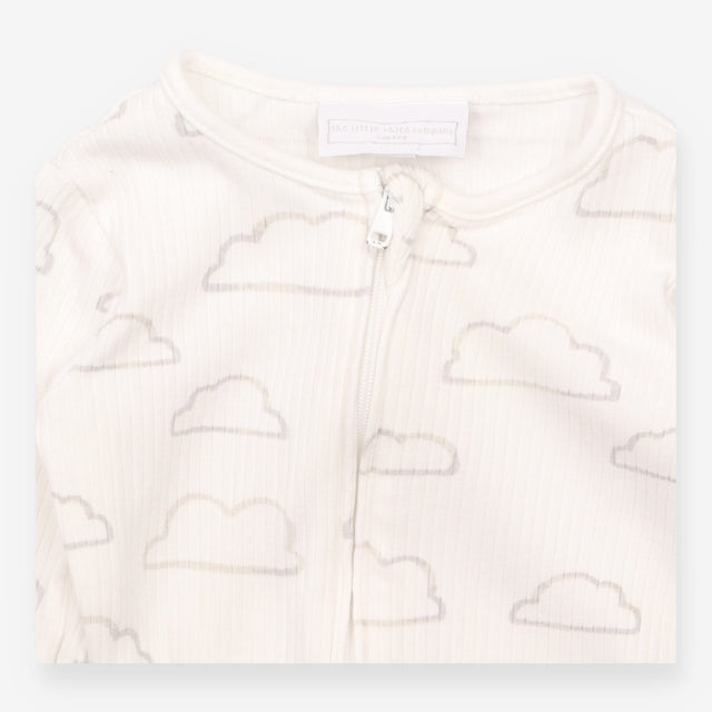 Sleepsuit zip ribbed white cloud