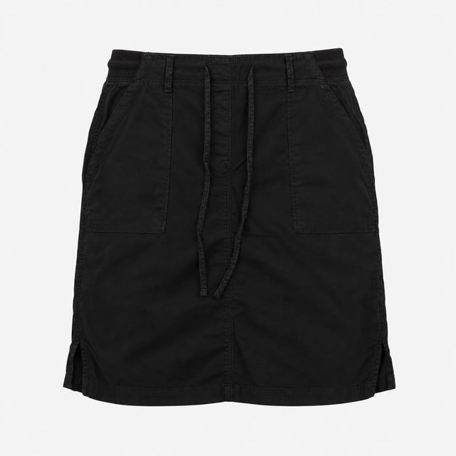 Skirt Black Linen Blend A-Line Drawstring Waist Pa