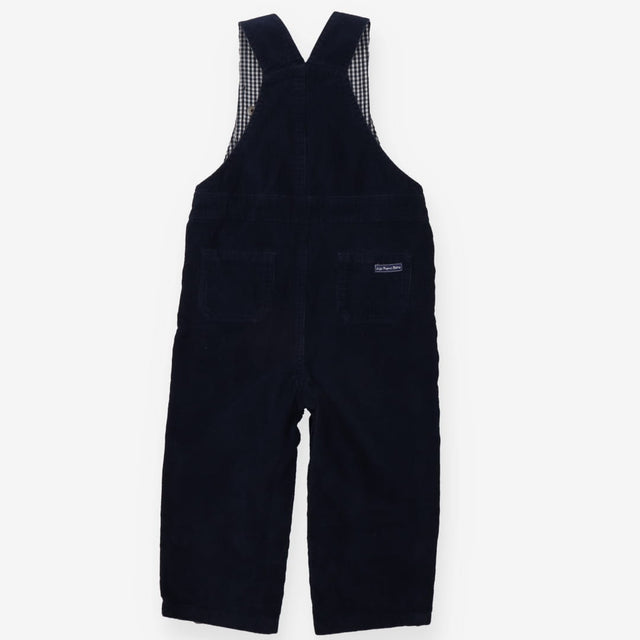 Dungarees navy blue cord blue white check lining