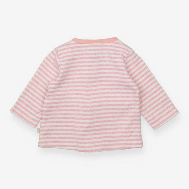 Pink and white striped cardigan with poppers