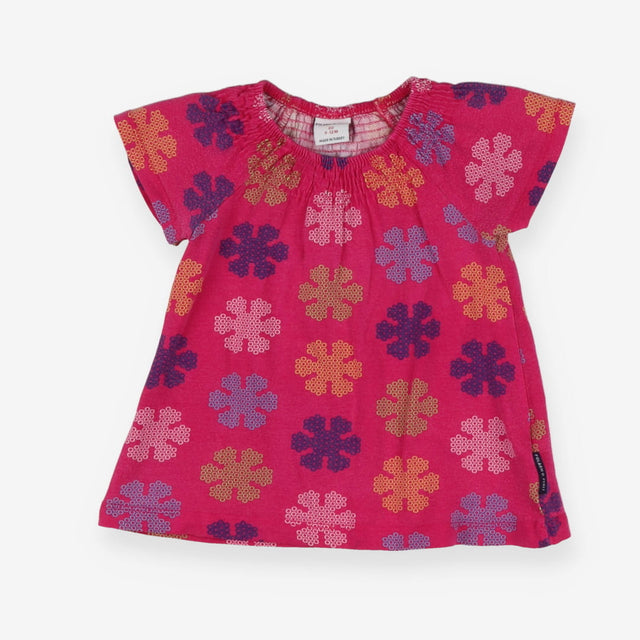 Tee pink smock neck floral