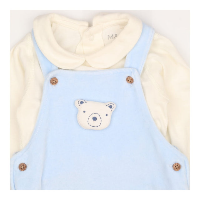 Footed Dungaree Velour Bear and Bodysuit