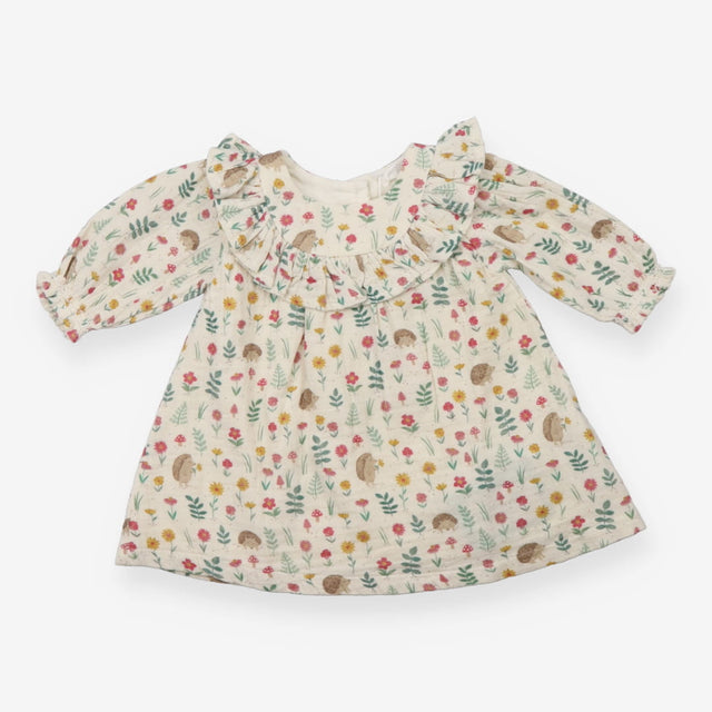Dress ruffle cream hedgehog with bloomers set