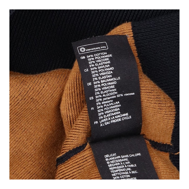 Knit Sweater Black Camel Stripe High Neck Long Sle