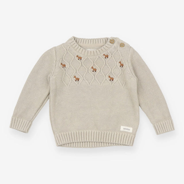 Sweater Knit Pale Green Fox Appliques