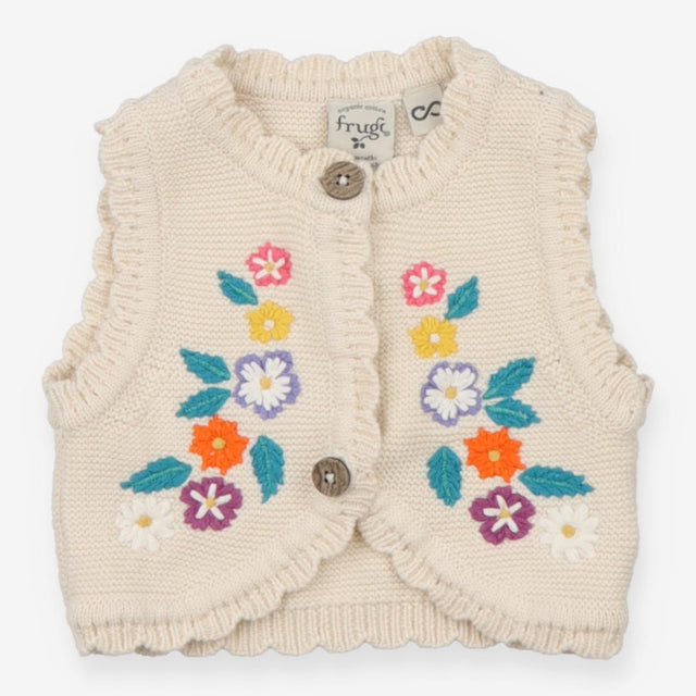 Cream Knit Gilet Flowers