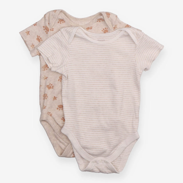 Bodysuit beige paw print stars and stripe 2 Pack