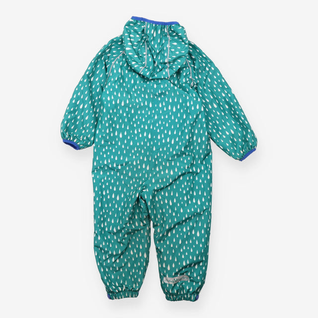 Green fleece lined puddlesuit raindrops