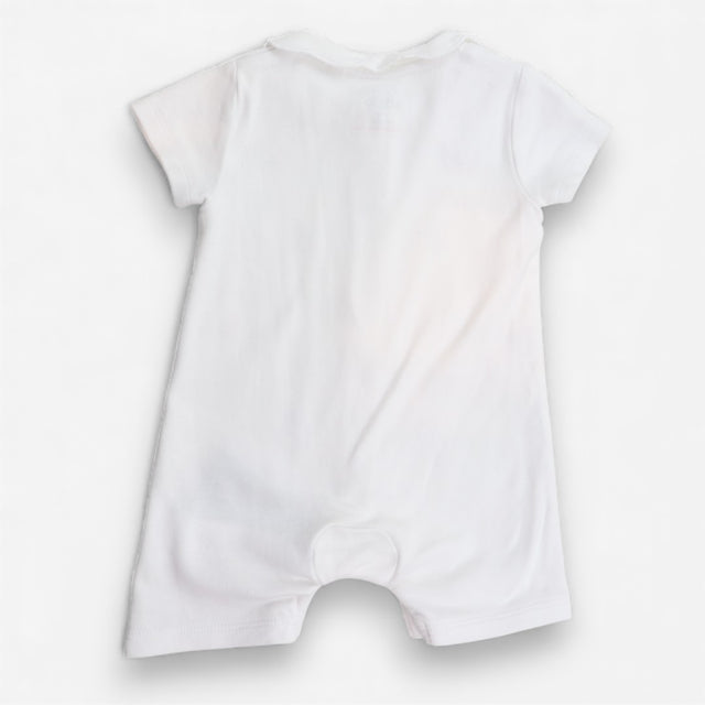 Romper white collared with mice and flowers