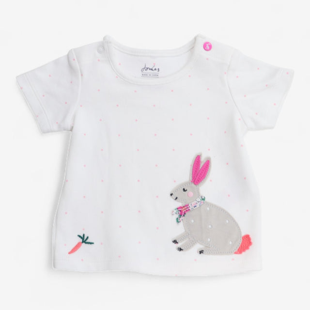T-Shirt White with Applique Rabbit and Carrot