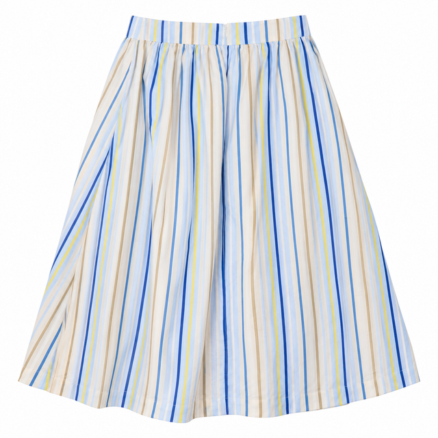Midi Skirt Light Blue Striped Misty Day