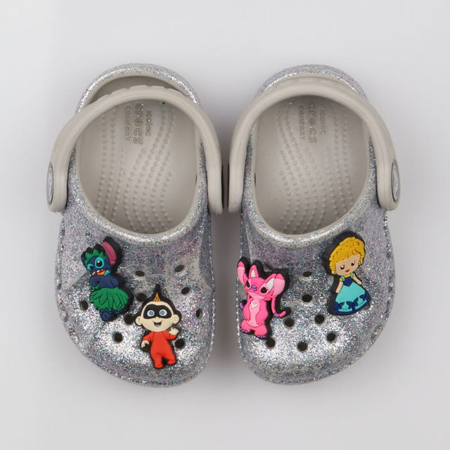 Crocs Silver Glitter with Charms