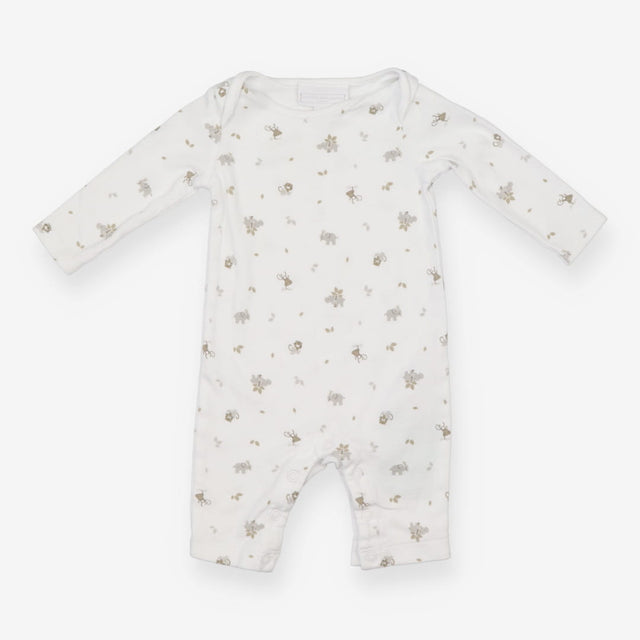 Sleepsuit Footless White Jungle Animals and Leaves