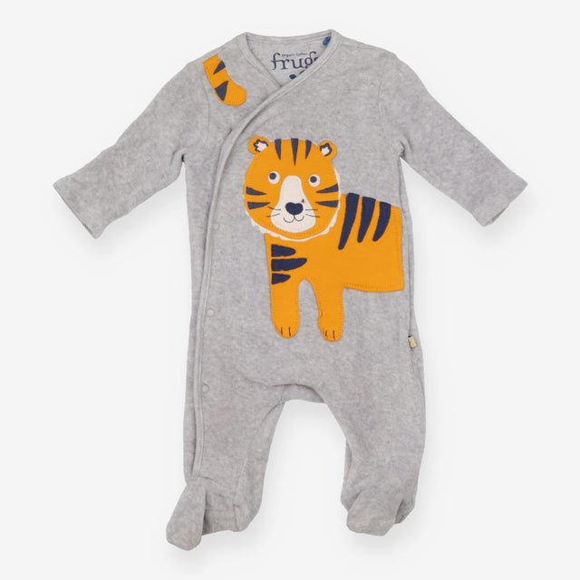 Grey Sleepsuit Tiger Velour