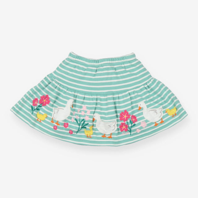 Skort Green Stripe Ducks & Pink Flowers
