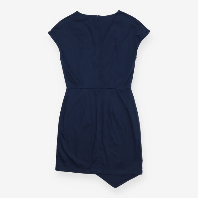 Navy V Neck Sleeveless Structured Cotton Dress