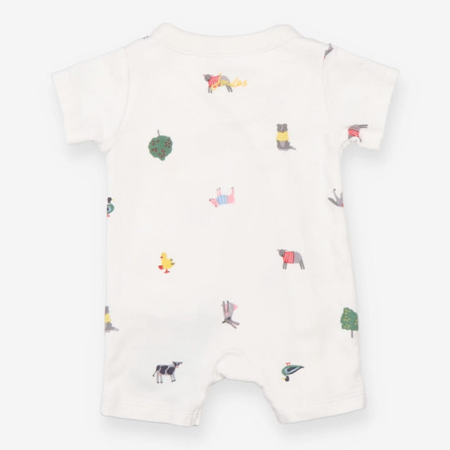 Romper white cross over animals