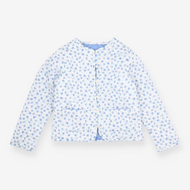 Jacket quilted blue flowers blue lined