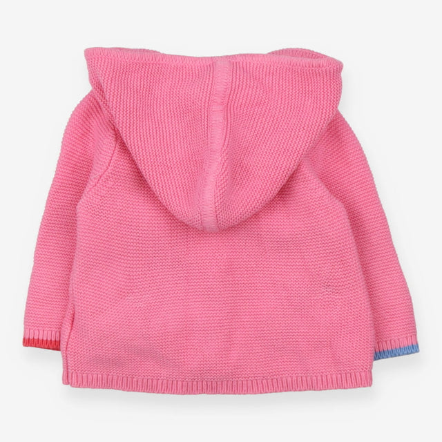 Cardigan pink knit apples hooded