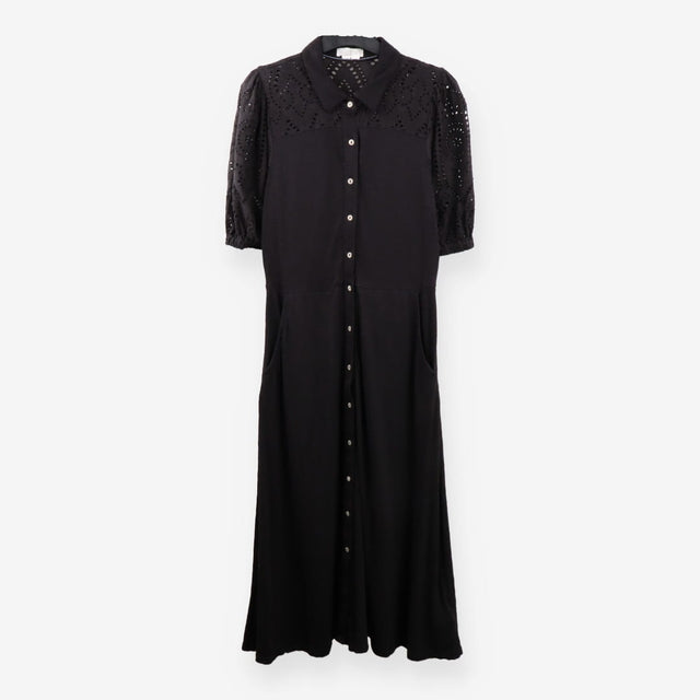 Broderie Shirt Dress, Black