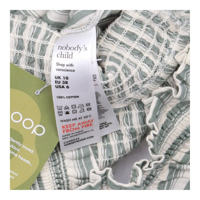 Jumpsuit Green Stripe Shirred Cotton