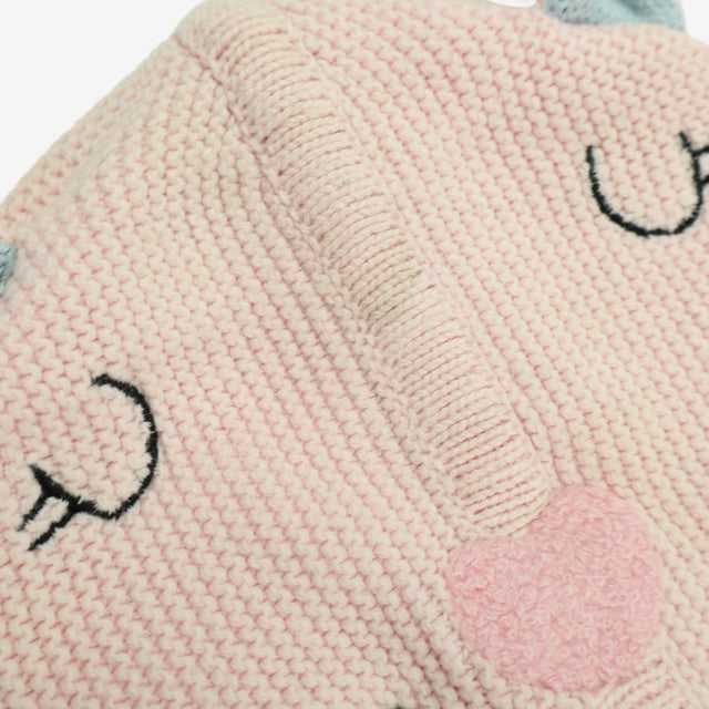 Knit cardigan pink cat hood