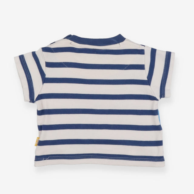 Tee SS blue stripe hippo bird