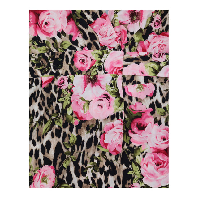Dress Floral Leopard Print Wrap Mini Pink