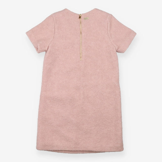 Pink wool dress with poodle pockets