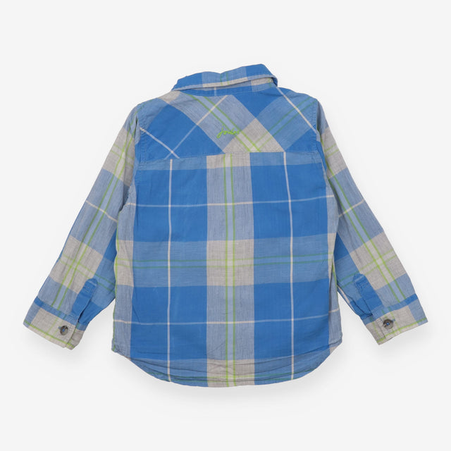 Shirt long sleeve blue green check