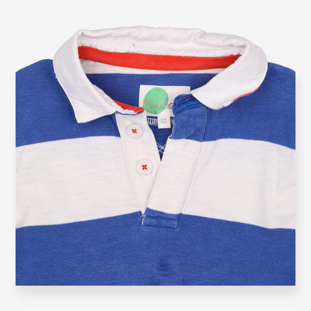 Blue and White Striped Rugby Shirt
