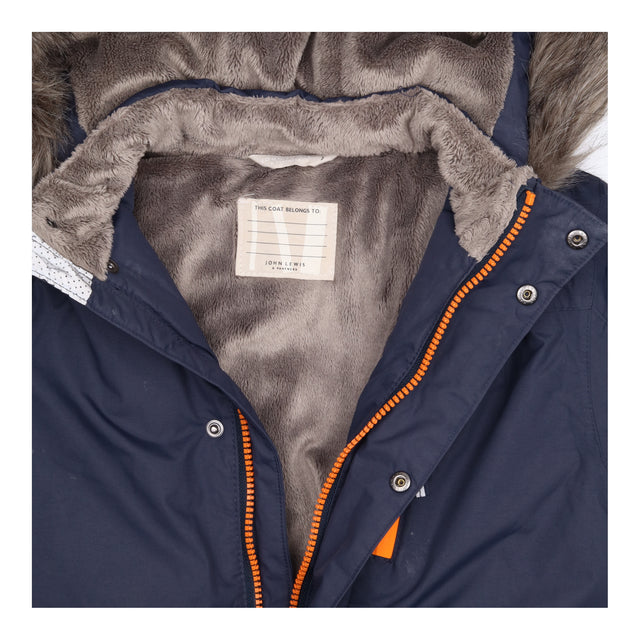 Parka navy blue fur hood grey fur lining