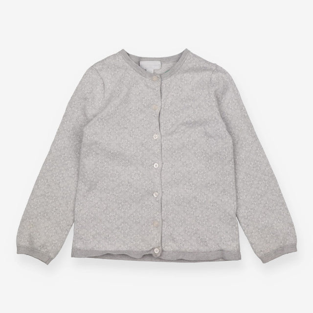 Grey snowflake print knit cardigan