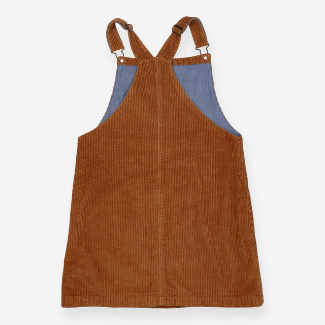 Pinafore Cord Brown with Blue Lining
