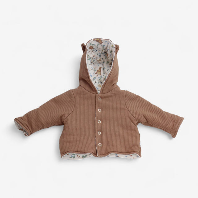 Jacket Reversible Tan Ribbed and Honey bears