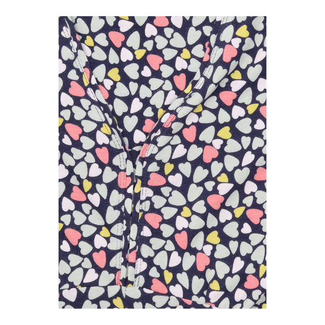 Heart Print Organic Cotton Modal Midi Dress Navy
