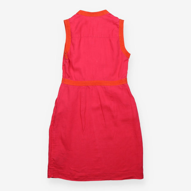 Pink Linen Sleeveless Split Neck Tunic Dress Orang