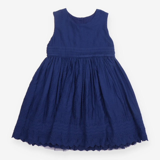 Navy Dress with Lace Underskirt