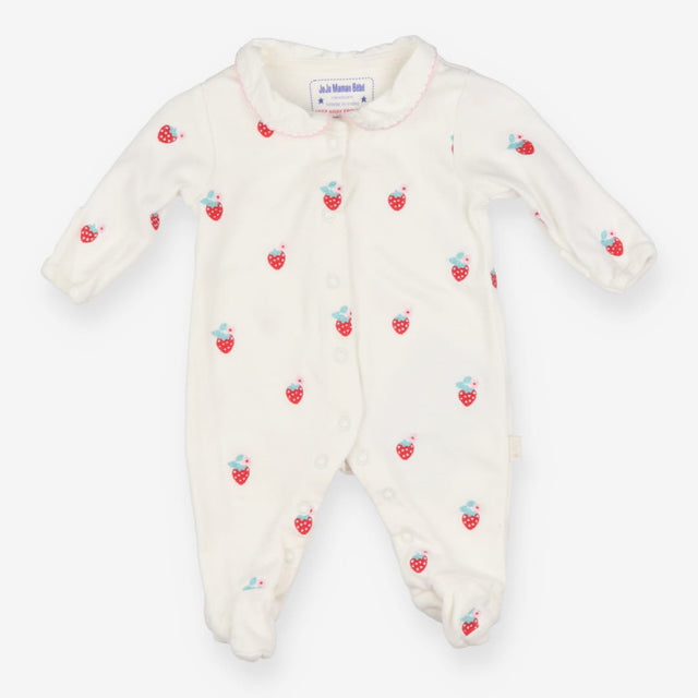 White Collared Strawberry Sleepsuit