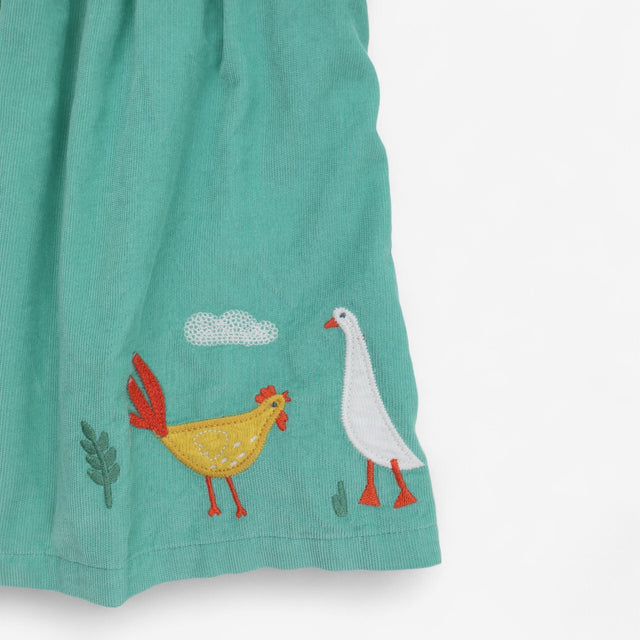 Pinafore green cord chicken goose