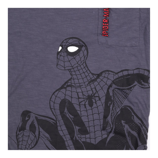 T-shirt long sleeved grey spiderman pocket