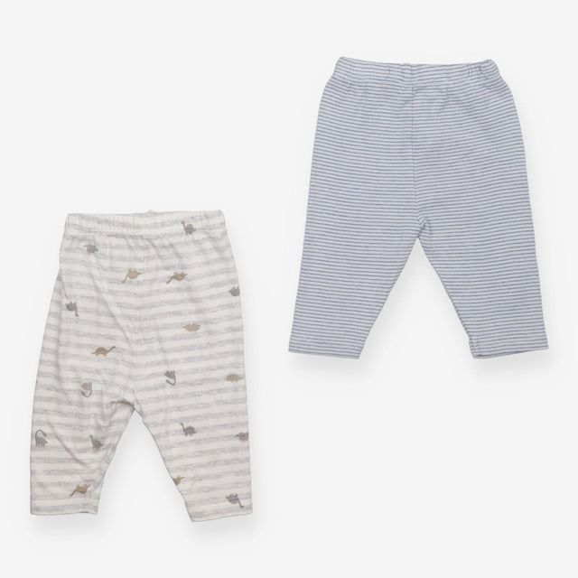 Leggings Blue Stripe and Grey Stripe Dinosaur
