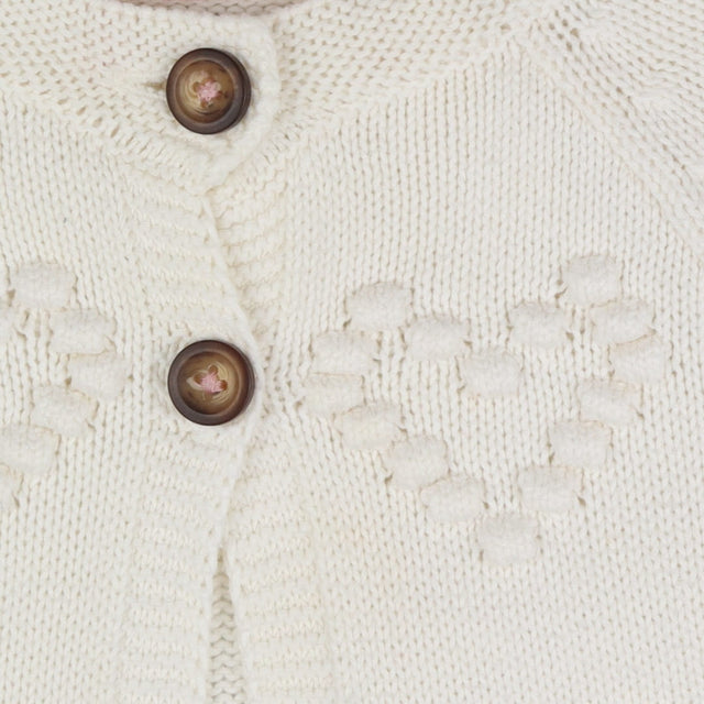 Cardigan white 2 brown buttons hearts