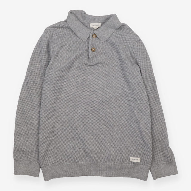 Sweater Grey with Waffle Knit Collared